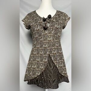 NINE WEST Y2K Preppy Cottage Fairy Whimsigoth Layered Short Sleeve Size XS